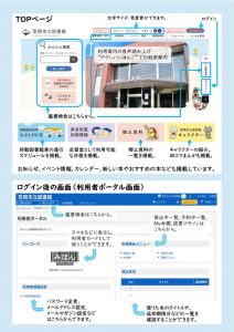 ２ページ目　ホームページのTOP画面やログイン後の利用者ポータル画面の説明